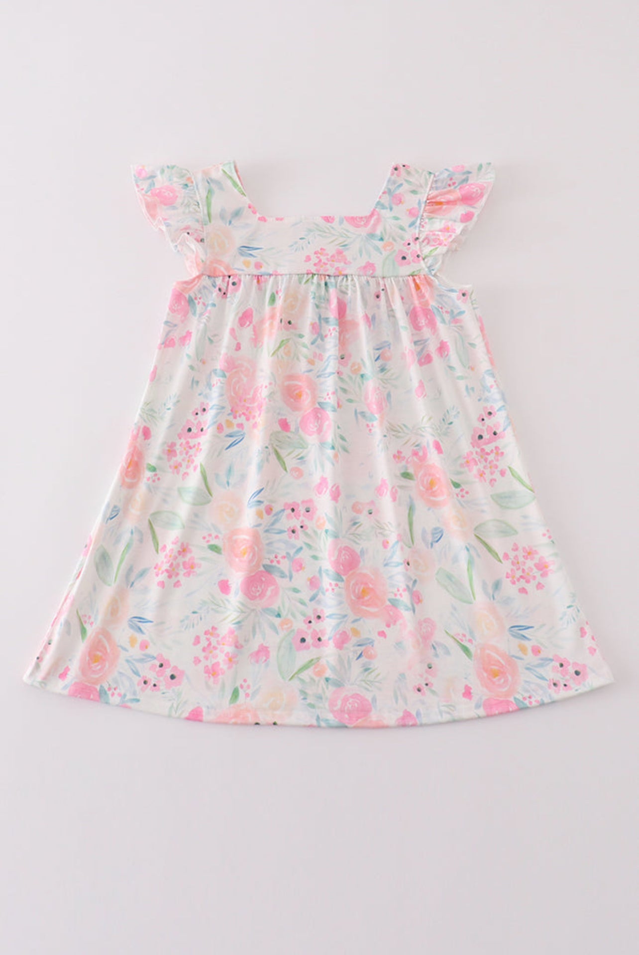 Toddler Girls Pastel Floral Flutter Sleeve Dress