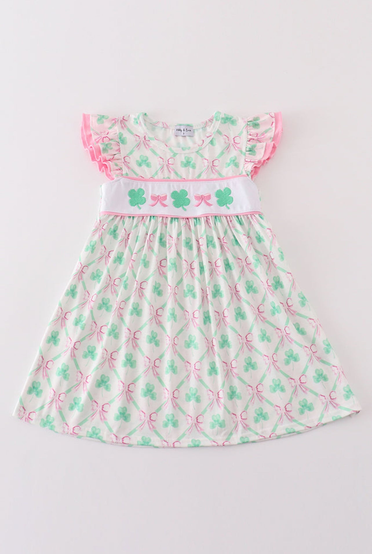 Pink Clover Charm Embroidered Dress