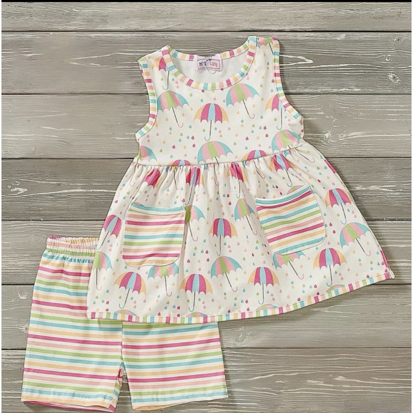 Rainbow Rain Shorts Set