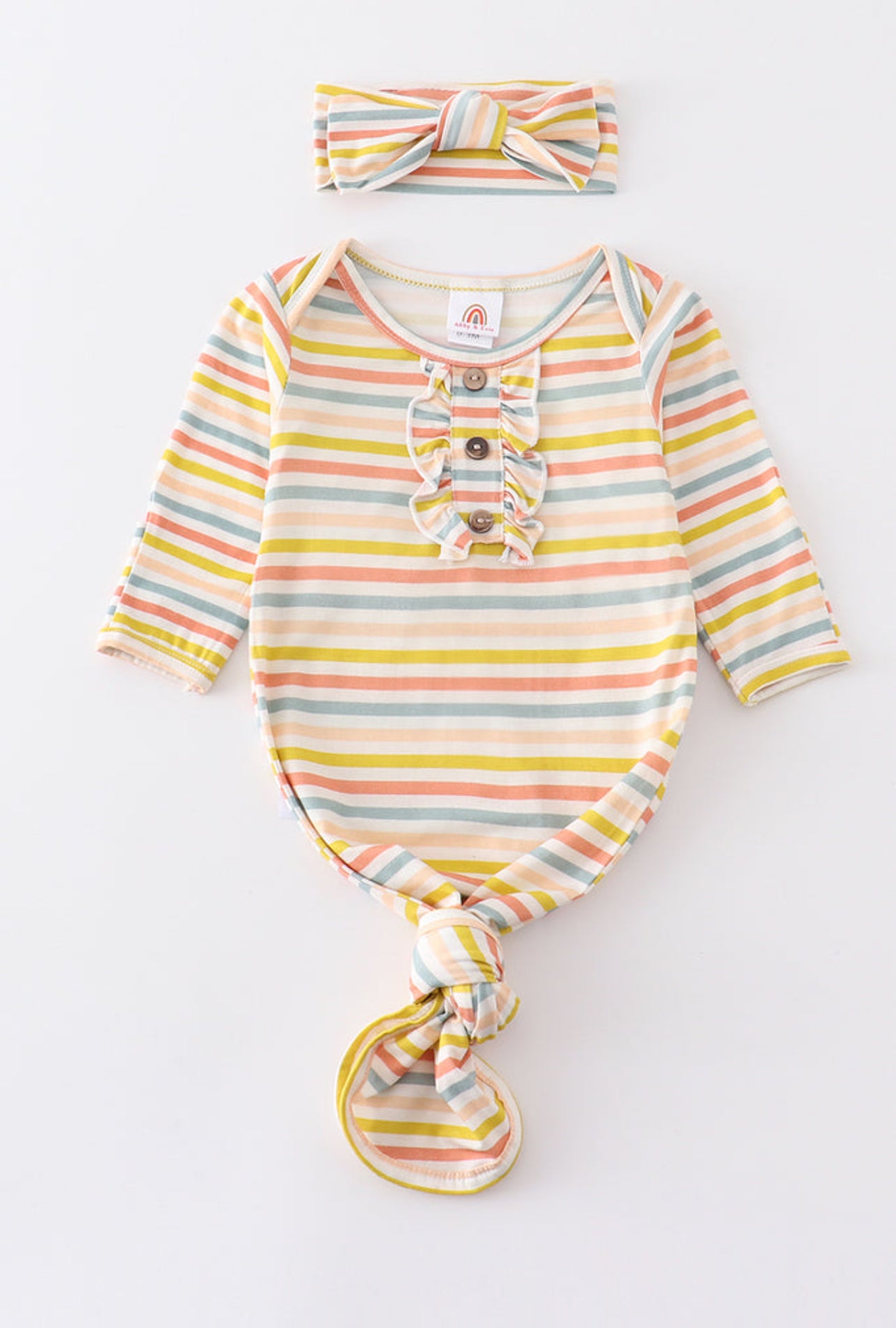 Sunset Stripes – Baby Gown & Headband Set