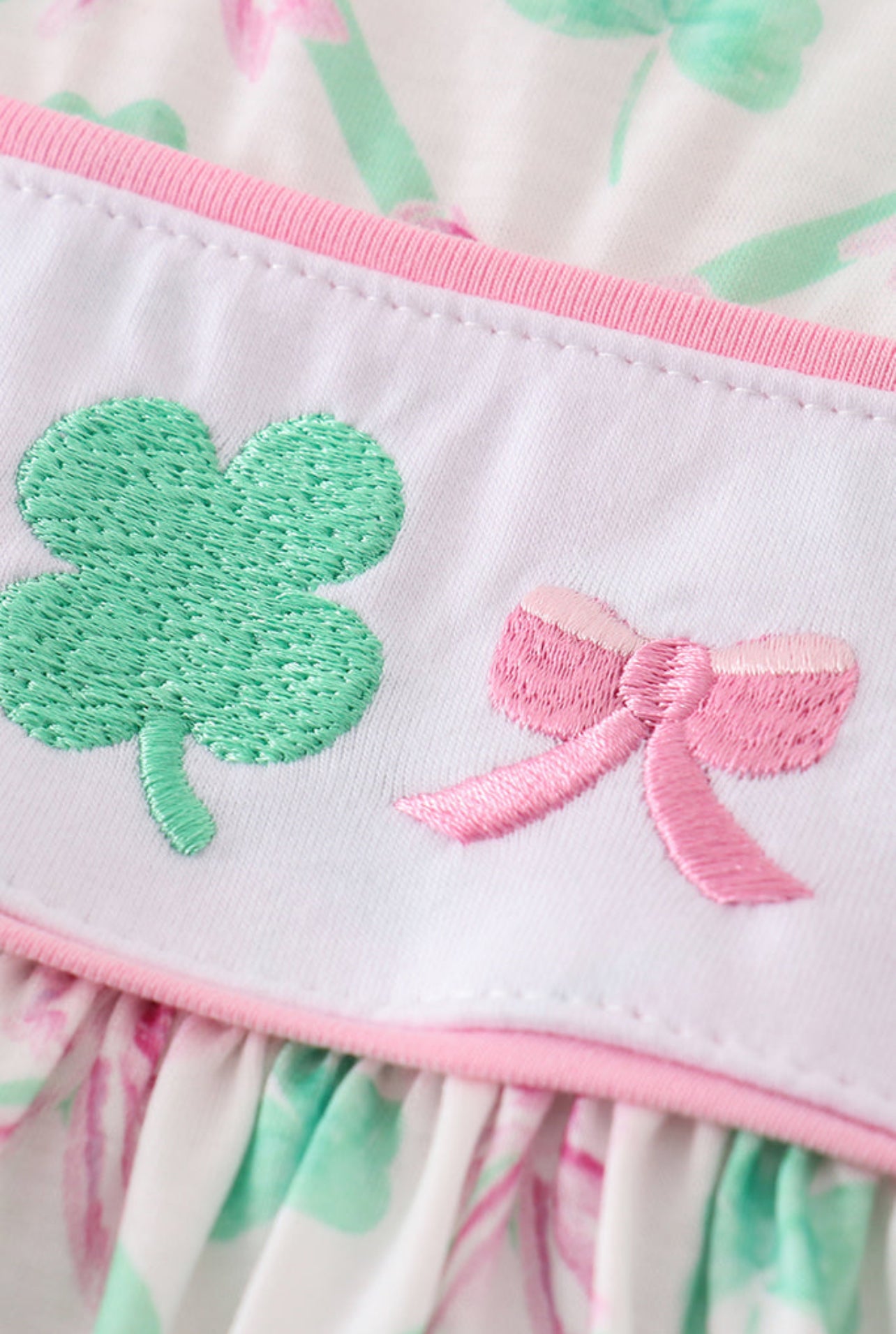 Pink Clover Charm Embroidered Dress
