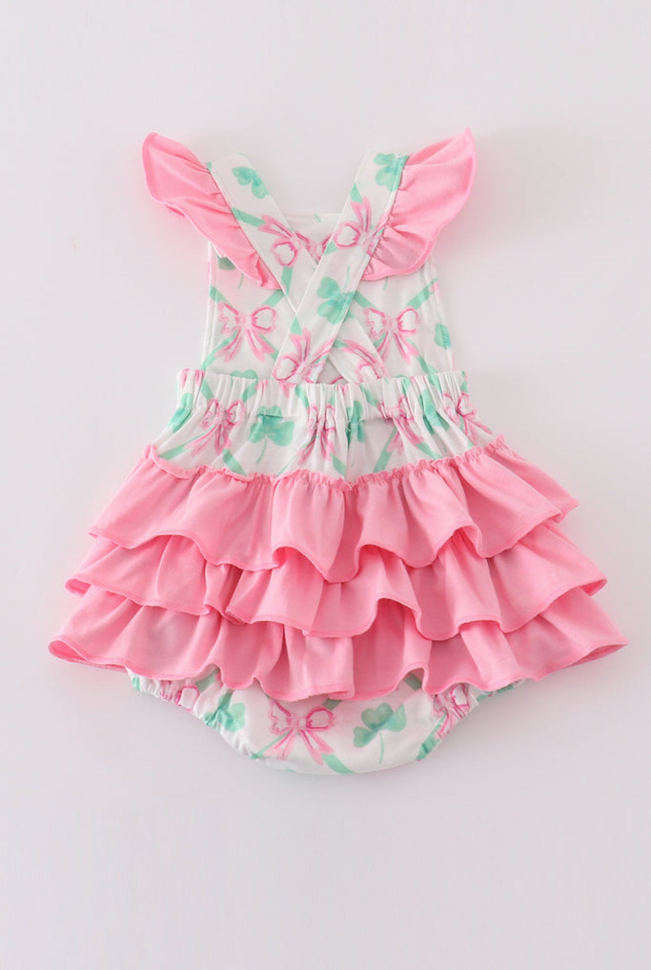 Pink Clover Charm Infant Girl Bubble Romper