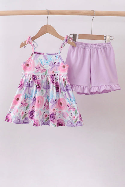Mommy & Me: Blush Bloom Bow Ruffled Shorts Set ~ 2 Week Turnaround