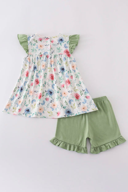 Mommy & Me: Garden Bloom Girls’ Ruffle Shorts Set