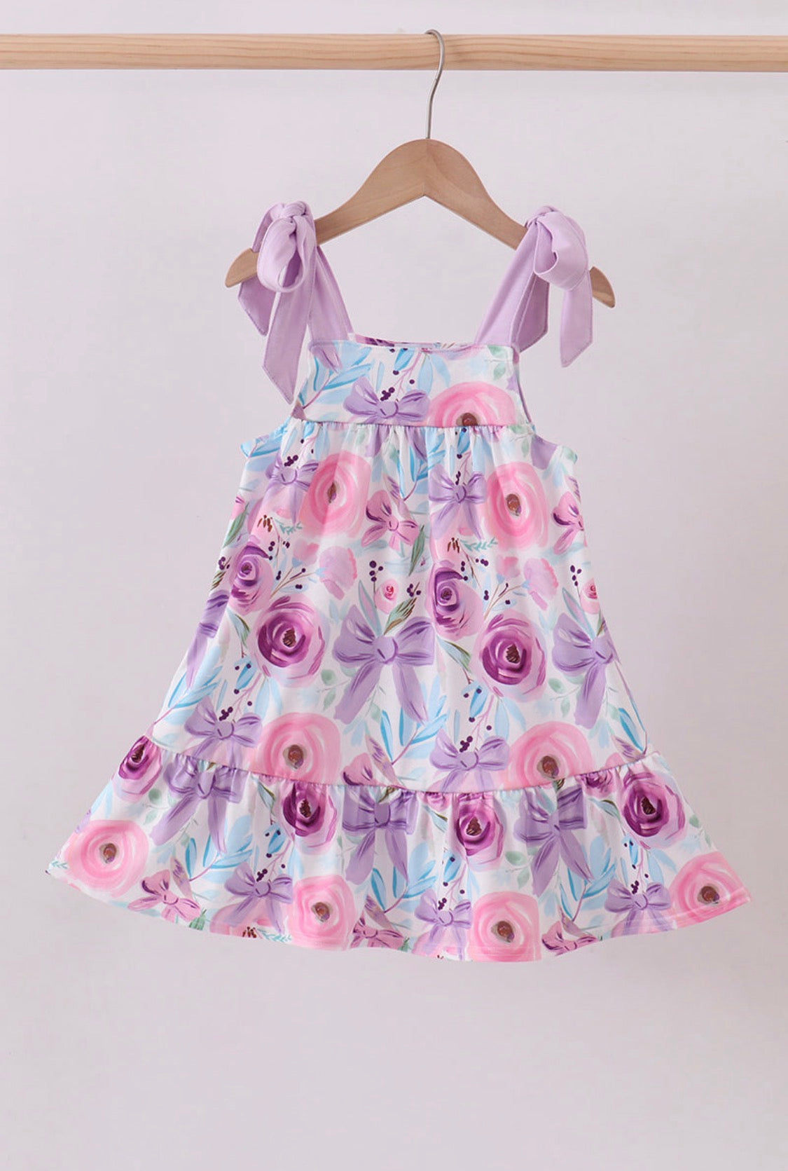 Mommy & Me: Blush Bloom Floral Bow Tie Strap Girls Dress ~ 2 Week Turnaround
