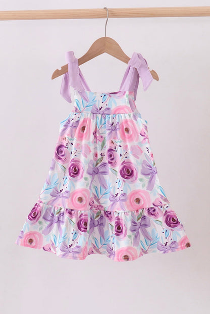 Mommy & Me: Blush Bloom Floral Bow Tie Strap Girls Dress ~ 2 Week Turnaround